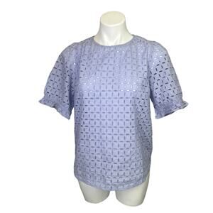 GAP | Women's Lavender Flower Eyelet Short Sleeve Top | Size: S